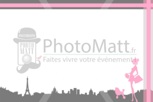 Thème photobooth borne photo selfie photomatt Paris Parisienne gris rose