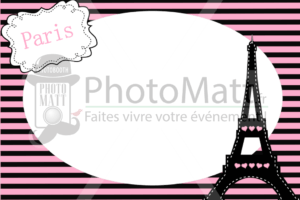 Thème photobooth borne photo selfie photomatt Paris tour Eiffel rose