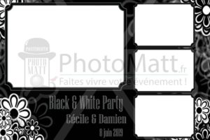 Thème photobooth borne photo selfie photomatt mariage noir et blanc blanck and white chic